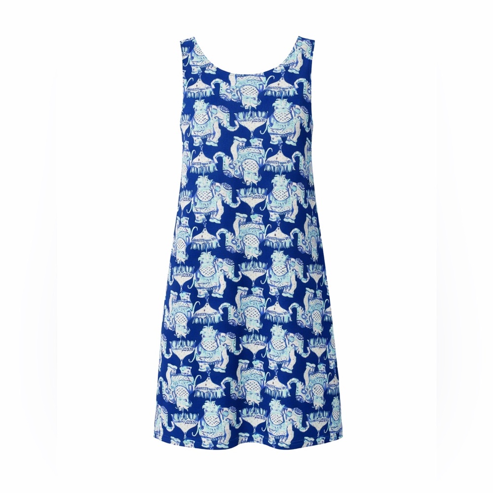 Lilly Pulitzer Kristen Swing Dress XS Deep Indigo Joy Ride Elephant Print Pima C
